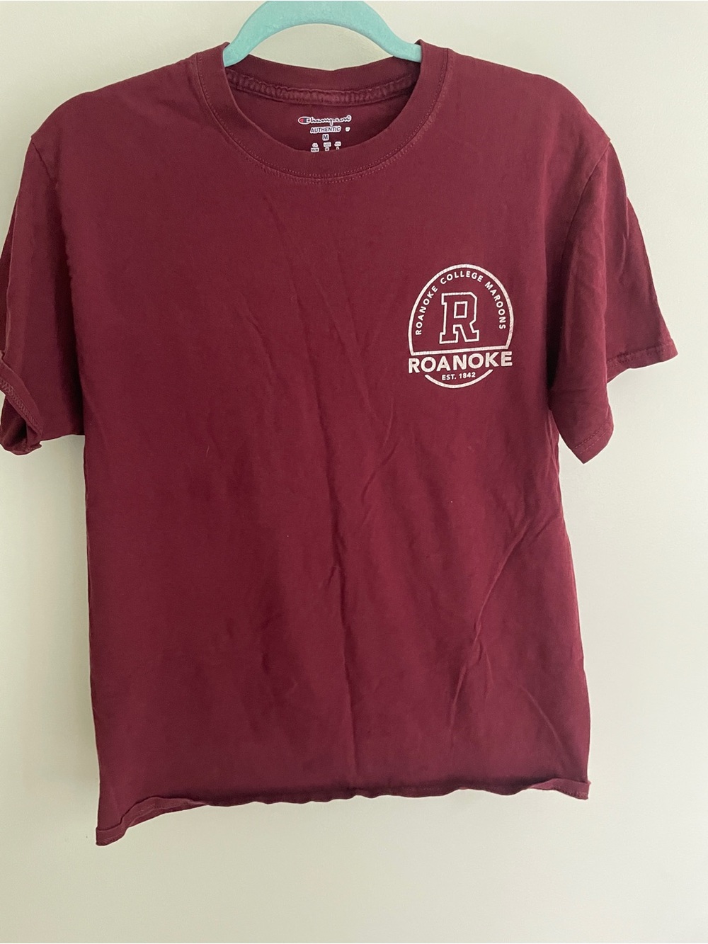 Vintage Champion Maroon Roanoke Chest Logo Short Sleeve Tee